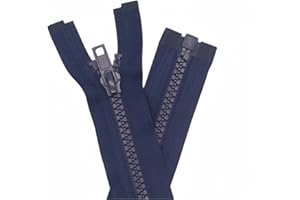 YaHoGa 2 Stück 75 cm Reißverschluss Kunststoff 5mm teilbar Reissverschluss Reißverschluss für Jacken Dunkelblau