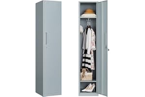 ‎SIGHTLIFE Sightlife Metall Schließfächer Stahlschrank Metallspind Spind für Mitarbeiter mit Schlüssel, Schließfachschrank Wertfachschrank mit 1 Tür für Turnhalle, Schule, Büro, Grau