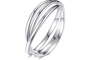 Bestyle Triple Interlocked Rings for Women Girls Stacking Rings Stainless Steel Midi Rings Set Silver/Gold/Black/Rose Gold