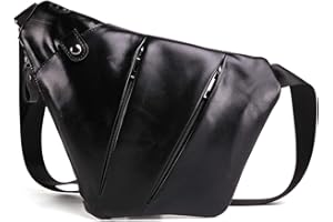 FANDARE Nuevo Bolsa de Pecho Cuero Segmentario Bolsos Cruzados Hombre Bolsa Deportiva de Hombro Bandoleras Cruzada Bolsa de Mochila Sling Crossbody Bag para Negocio Ciclismo Viaje Negro