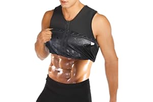 DODOING Herren Sauna Schweiß Reißverschluss Weste für Gewichtsverlust, heißes Neopren Korsett Taillentrainer Body Top Shapewear Slimming Shirt Workout Anzug