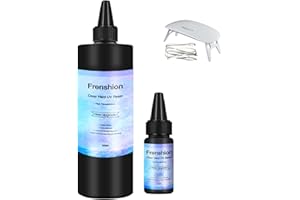 FRENSHION Lámpara incluida: 500 g de resina UV + 30 g: ¡Mejora en un minuto de curado rápido! Resina epoxi transparente cristalina de tipo duro para la fabricación de joyas, fabricación