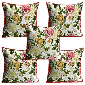 PINK SWAN Exclusive Jute Decorative Throw/Pillow Covers, Cushion Covers for Living Room, Bed Room, Sofa,Chairs Pack/Set of 5 (Multicolour, Size 16 x 16 Inches) Design No. 172