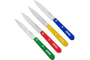 Opinel - Coffret de 4 Couteaux d'Office N°112 - Lame en Acier Inoxydable 10 cm - Idéal en Cuisine - Garanti à Vie - Fabrication Française - Couleurs Classiques