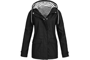 MOKBAY Veste Femme de Pluie Imperméable Mi Saison Outdoor Manteau Capuche Manches Longues Automne Hiver Blousons Femme Randonnée Anti-Pluie