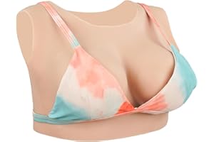 KUMIHO Faux Sein Silicone Cou rond Artificielle Poitrine Forme Poitrine Prothèse pour Crossdresser Transgenres Mastectomie D Cup Ivoire Blanc Remplie de Silicone