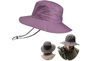 HYCOPROT Super Wide Brim Sun Hats for Men, Outdoor Fishing Bucket Boonie Hat Waterproof Breathable Mesh Cap for Hiking Travel Camping Gardening & Boating Purple