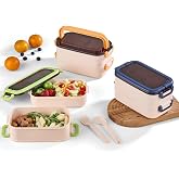 Jouis Beslenme Kutusu 1200 ml 2 Katlı B&ouml;lmeli BPA'sız PP Plastik Sefer Tası ve Beslenme &Ccedil;antası - Lunch Box, &Ccedil;ATAL KAŞIK Dahi