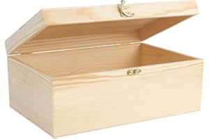 ELEKTHEIM Holzkiste mit Deckel 25*15*8cm, Holztruhe Erinnerungsbox Holzbox Allzweckkiste Aufbewahrungsbox Schmuckkästchen mit Scharnierdeckel Erinnerungskiste Bastel Geschenkbox Spielzeug Werkzeuge Gd hardware