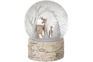 HEAVEN SENDS Weihnachtliche Schneekugel Rentier-Design – wunderschöne Winter-Szene auf Sockel in Holzoptik