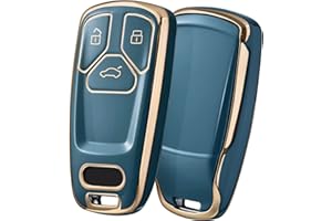 OATSBASF Car Key Cover Compatible with Audi A4L A6L A8 Q5 Q7 TTS TT Silicone TPU 3 Buttons Key Box Shell
