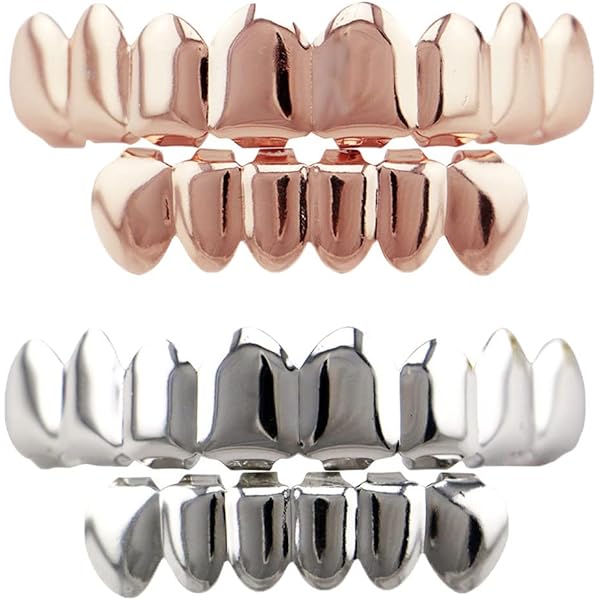 Grillz D'argento Per Denti - Stile Hip Hop Rimovibili Per Uomo E Donna | Accessorio Moda