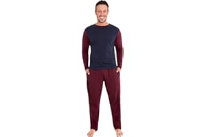 CityComfort Warme Schlafanzug Herren Lang, 2-Teiliges Pyjama Set - Geschenke für Herren Teenager