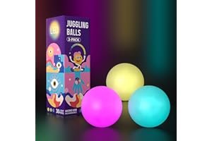PAPI DADA Juggling Balls LED 3-Piece Set - Cool Luminous Juggling Set for Beginners and Professionals | Perfect Juggling Balls for an Effective show for Children and Adults | Rainbow Colors and Strobe Effect