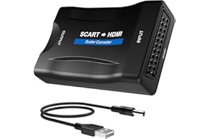 MERSOCO Adaptateur Peritel HDMI, Scart vers HDMI Convertisseur, convertir l'entrée péritel analogique en une sortie HDMI 720P / 1080p (60Hz), pour projecteur de moniteur HDTV STB VHS Sky Blu-ray DVD Player