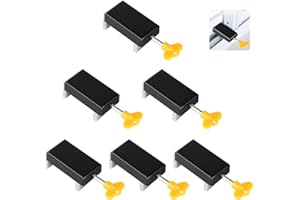 SUPAWAY 6 Piezas Cierre de Ventana Corredera Cierre de Ventana Ajustable Cerradura de Ventana Corredera Cerradura de Seguridad para Niños con Llave Tope de Ventana Corredera Negro