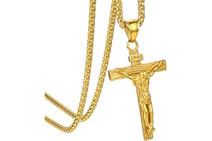 GOLDCHIC JEWELRY Collana Croce Uomo in Acciaio Inossidabile per Uomo Donna Collana Cristiani Crocifisso Regalo Religioso Chiesa Battesimo Ciondolo Croce Personalizzata