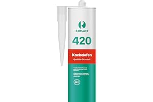 RAMSAUER 420 Kachelofen (Reinweiß) - 310ml Kartusche, Verfugen von Kachelofen & Granitofenplatten, Anschlussfugen von Kachel (-Fliesen) zum Mauerwerk, Verfugung zwischen Kamineinsatz und Mauerwerk