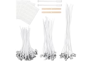 CAMELIZE Kerzendocht, 100 Stück Dochte für Kerzen, Rauchfrei Kerzendochte für Kerzen, Cotton Candle Wick mit Kerzendochthalter, Dochtaufkleber, Dochtplatzierungsröhrchen für DIY Kerzenherstellung (10/15/20cm)