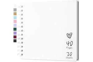 Hiwhy Scrapbook 7x7 Inch DIY Scrapbook Album Hardcover Kraft Paper Scrap Book Photo Albums 20 Sheets Memory Book for Family Wedding, White