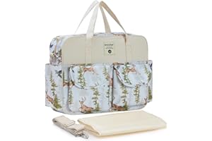 SONARIN Stilvolle Große Kapazität Baby Wickeltasche,Wasserdicht Tragbare Reise Wickeltasche Umhängetasche Tragetasche Henkeltaschen Babytasche mit Schultergurte & Wickelunterlage