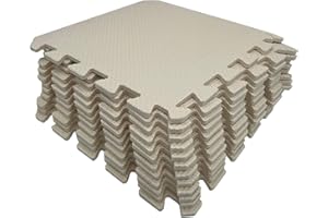 MaTvize Eva Foam Baby Play Mat – 24Pcs (29x29cm) 8mm Thick Soft Beige & Pink Interlocking Floor Tiles, Waterproof, Non-Slip, Safe & Comfortable Matting for Kids Child (Beige+Pink, 24 Pack)