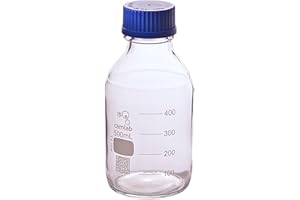 Camlab Graduated 3,3 Borosilicate Glass Reagent Bottle, With Screw Cap, Chemically Resistant and Heat Resistant, 500ml Glass Beaker, Pack of 1