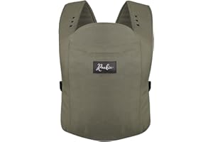 ROOKIE Babytrage Premium - Schnell & einfach angelegt - Bequeme Baby Trage für Neugeborene ab Geburt bis 15kg - Baby Carrier aus Bio Baumwolle (Khaki)