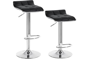 WOLTU Bar Stools Black Bar Chairs Breakfast Dining Stools for Kitchen Island Counter Bar Stools Set of 2 pcs Leatherette Exterior/Adjustable Swivel Gas Lift/Steel Footrest & Base
