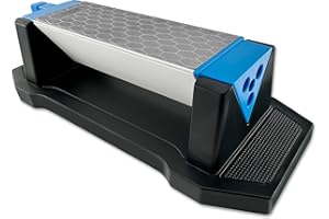 NS JUVYIG N&S Juvyig Diamant-Schleifstein 3 Seiten Korn 400/1000/8000 - Messerschärfstein mit Winkelführung - Premium Industrie-Diamant & Keramik-Schleifstein