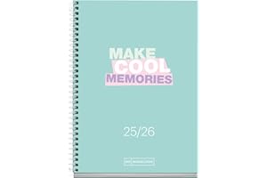 Miquelrius - Agenda 2025 2026, Día Página, 10 meses de Septiembre a Junio, 117 x 174 mm (similar A6), Cartón Forrado, Espiral Metálico Blanco, Español-Inglés