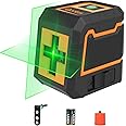 Qooltek Self-Leveling Laser Level, Horizontal Vertical Cross Line Laser Green Beam with Magnetic Bracket for 360° Rotation, IP54 for Indoor Outdoor, Includes 2 AA Batteries