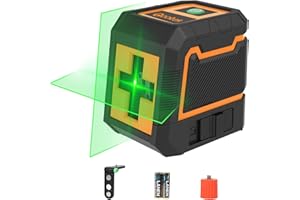 ‎QOOLTEK Qooltek selbstnivellierender grüner Linienlaser, Kreuzlinienlaser mit horizontalem und vertikalem grünem Strahl, 2 AA Batterien inklusive Laser-Wasserwaage, Laser Level IP54 für drinnen und draußen