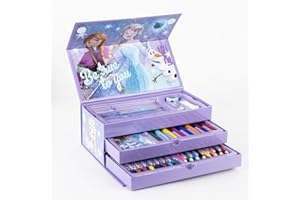 CERDÁ LIFE'S LITTLE MOMENTS Maletín Pinturas Frozen con más de 60 piezas Estuche organizador con lápices, rotuladores, acuarelas, crayones y accesorios creativos – Caja de dibujo Frozen ideal como regalo infantil