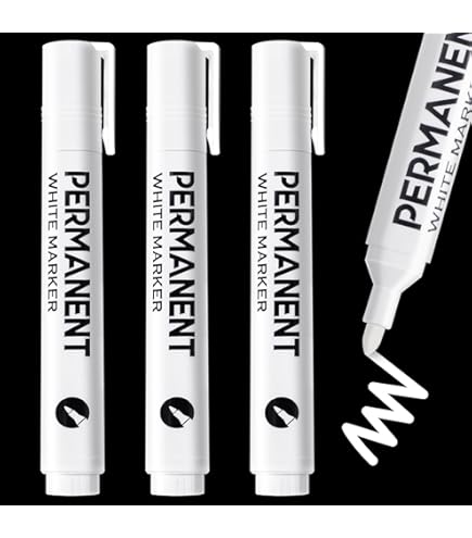 Jeffdad 6PCS White Arker Pen, 1 Fine Tip White Quick Dry Fabric Pen