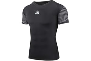 AMZSPORT Chemise de Compression pour Homme T-Shirt à Manches Courtes Couche de Base à Séchage Rapide Haut Moulant de Fitness