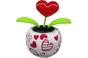 YMHAPP Red Solar Dance Flower, Solar Powered Dancing Figurines Toy - Heart Swing Dancing Flower in Pots, Shaking Head Ornament Car Dashboard Decoration Gift for Fun and Relaxation
