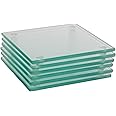 Harbour Housewares Glass Coasters - Square - 10cm - Clear - Pack of 6 - Tabletop Protection Mat Drink Coaster Decorative Dining Placemat for Cups, Mugs