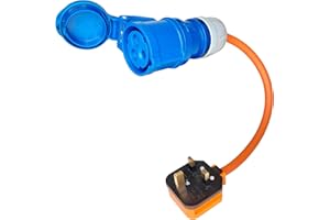 CABLE ASSEMBLY INNOVATIONS CAI UK 13A to 16A Fly Lead Converter: UK 230V-240V Mains Hook-Up Cable for Caravan Campervan Boat Motorhome. 13amp Plug to 16amp Socket