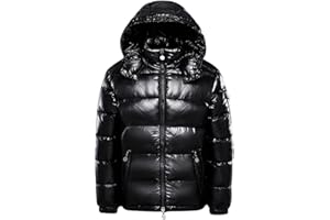 FUUBAMB00 Hiver Épaissir Doudounes pour Hommes et Femmes Court Brillant Canard Blanc Veste à Capuche Puffer Manteau