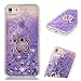 Produktbild Flüssig Hülle für iPhone 6, für iPhone 6S, Glitzer 3D Liquid Hülle für iPhone 6 6S, ZCRO Flüssigkeit Case Handyhülle für iPhone 6 / iPhone 6S Schutzhülle Flüssig Glitzer Transparent Hart Plastik Zurück Hardcase Glänzend Bling Luxus Cover und Silikon Rahmen Durchsichtig Kristall Klar Etui Handy Tasche Hüllen mit Handy Ring Halterung Ständer für iPhone 6 / iPhone 6S (Lila)