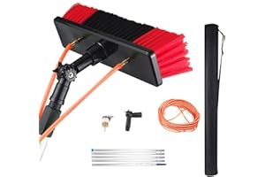 MENAYODA Barre télescopique de 5 à 10 m - Brosse de Nettoyage avec Manche télescopique Extensible pour Panneaux solaires photovoltaïques (Tige de 5 m, Brosse de 30 cm)