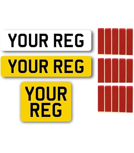 Inex Rear MOT UK Road Legal Square Number Plate – Yellow, Personalised, Charles Wright Font, Caravan/Trailer