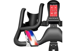 DAMOAA Soporte movil Bicicleta estatica Universal valido para Todos los tamaños de Smartphones Bicicleta Spinning Cinta de Correr Rodillo eliptica Entrenamiento Soporte telefono Bici (Blanco)