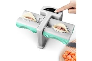 MENAYODA Automatyczna maszyna do pierogów, elektryczna maszynka do pierogów, ravioli, akcesoria kuchenne, szybki artefakt do pierogów (podwójna głowica ze szczotką)