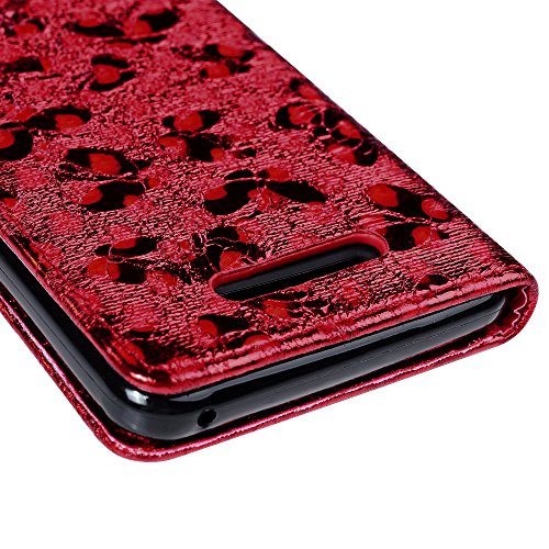 Wiko Lenny2 Hülle Badalink Schutzhülle Leder PU+TPU Handyhülle Glitzer 3D Schmetterling Rot Handytasche Wallet Case Ständer Magnet-Schloss Cover Flipcase + Eingabestifte+Staubschutz Stecker - 7