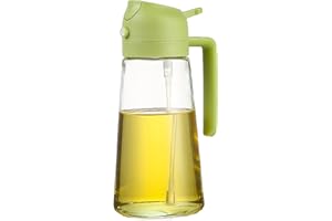 Genérico 470 ml 2 en 1 Dispensador y pulverizador de aceite, Vertedor Dispensador y Pulverizador de aceite de oliva para cocina, Cocinar, freidora de aire, ensaladas, barbacoas, etc. (Verde oliva).