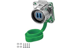 CNLINKO LP-24 Fiber Optic Connector Socket, LC Single Mode Dual Core Connector, Panel Mount Receptacles Socket IP68 Aviation Plug Waterproof Connector M24 (Fiber Optic Socket)