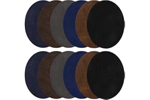MIKIHAT 12 Pezzi Toppe Termoadesive, Pelle Toppe per Velluto Vestiti Termoadesive Patch Kit di Riparazione in Tessuto Toppe in Abiti Termoadesive per Maglietta Jeans Abbigliamento Borse Scarpe Ovali 6 Colore