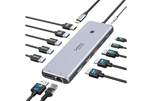 ‎SELORE&S-GLOBAL Docking Station Triple Display USB C Dockingstation Dual HDMI Adapter 3 Monitore 2X 4K HDMI,Displayport,10G USB 3.1, USB3.0, USB2.0,Gigabit Ethernet,100W PD,USB C Hub Data Transfer,3.5 mm Audio/Mic
